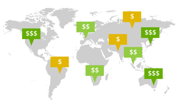 Different countries have different costs for app promotion